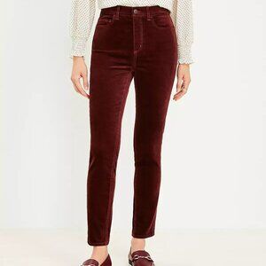 Ann Taylor Petite Curvy Fit The Skinny Maroon Burgundy Velvet Pants Women's 2P‎